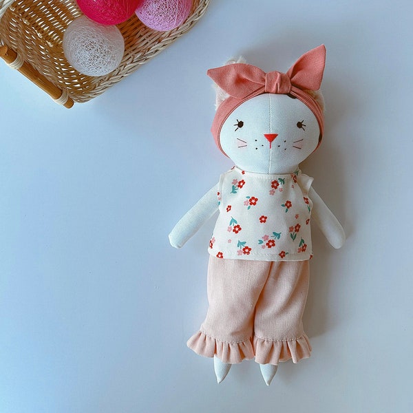 Tiger Doll, Linen Soft Fabric Doll, Heirloom Handmade Doll, Textile Doll, Rag Doll, 33 cm(13 inches), Doll With Clothes