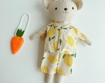 BIG DOLL, Handmade Fabric Doll, Linen Doll, Teddy Bear Linen Doll, Stuffed Heirloom Doll, Rag Doll, Gifts For Children, Clothes Pijama Doll