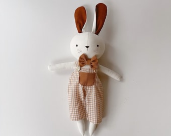 Bunny Doll, Linen Soft Fabric Doll, Heirloom Handmade Doll, Textile Doll, Rag Doll, Doll For Kids