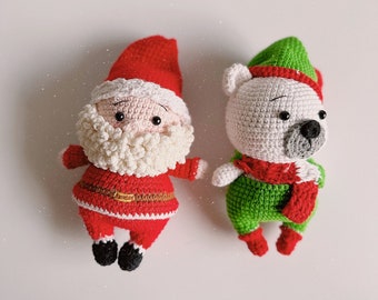 CHRISTMAS GIFTS - Crochet Santa Claus, Stuffed Father Chrismas, Stuffed Bear, Handmade Crochet Doll For Kids, Birthday Gift Toys