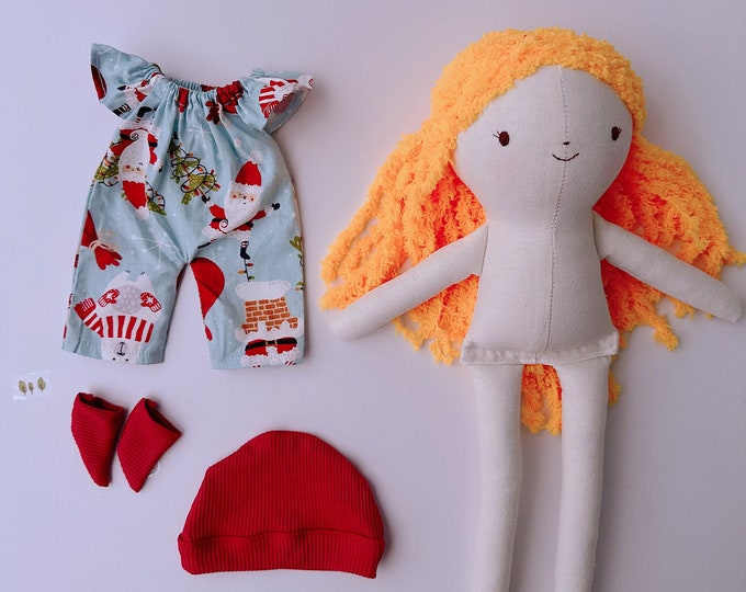Cadeau de Noël Poupée en lin fille endormie, poupée fille avec joli chapeau, poupée ancienne en peluche, cadeaux pour enfants, poupée pour vêtements 33 cm (13 pouces)