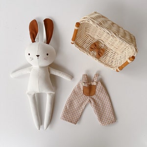 Bambola coniglietto, bambola in tessuto morbido di lino, bambola fatta a mano cimelio, bambola tessile, bambola di pezza, bambola per bambini immagine 7