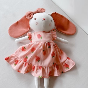 Bunny Doll With Pink Pajamas, BaBy Cotton Doll, Doll With Clothes, Heirloom Doll, Fabric Doll, Bunny Rag Doll, Gift For Kids