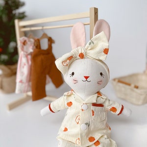 Handmade Sleeping Doll, Pijama Bunny Doll, BaBy Cotton Doll, Doll With Clothes, Heirloom Doll, Fabric Doll, Bunny Rag Doll, Gift For Kids zdjęcie 2