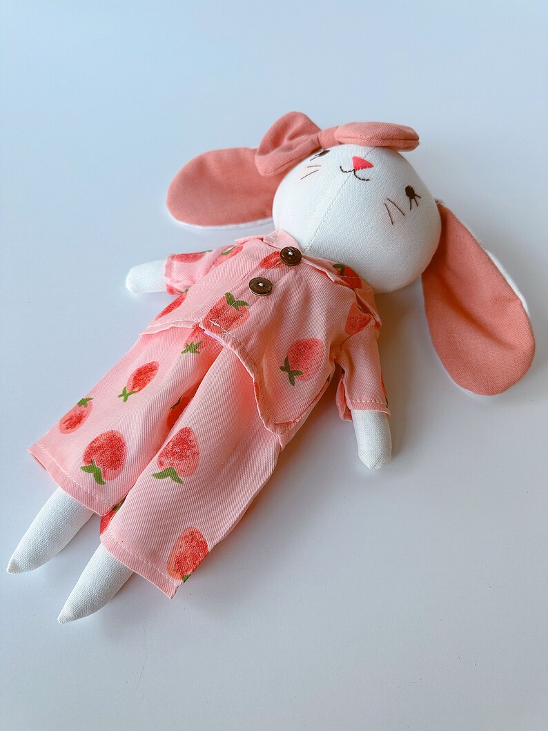 Pink Pijama Bunny Doll, BaBy Cotton Doll, Doll With Clothes, Heirloom Doll, Fabric Doll, Bunny Rag Doll, Gift For Kids image 4