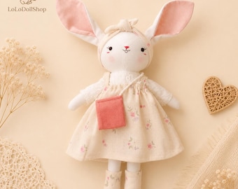 Linen Bunny Doll, Rabbit Toy, Rabbit Doll, Bunny With Removable Clothes, Soft Cloth Toy, Baby Shower Gift, Heirloom Doll, Montessori Doll