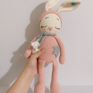 BIG DOLL, Crochet Doll Bunny Pink Color, Handmade Baby Sleeping Rabbit, Amigurumi Doll, Knit Doll, Handmade Toys For Children, Best Price image 6