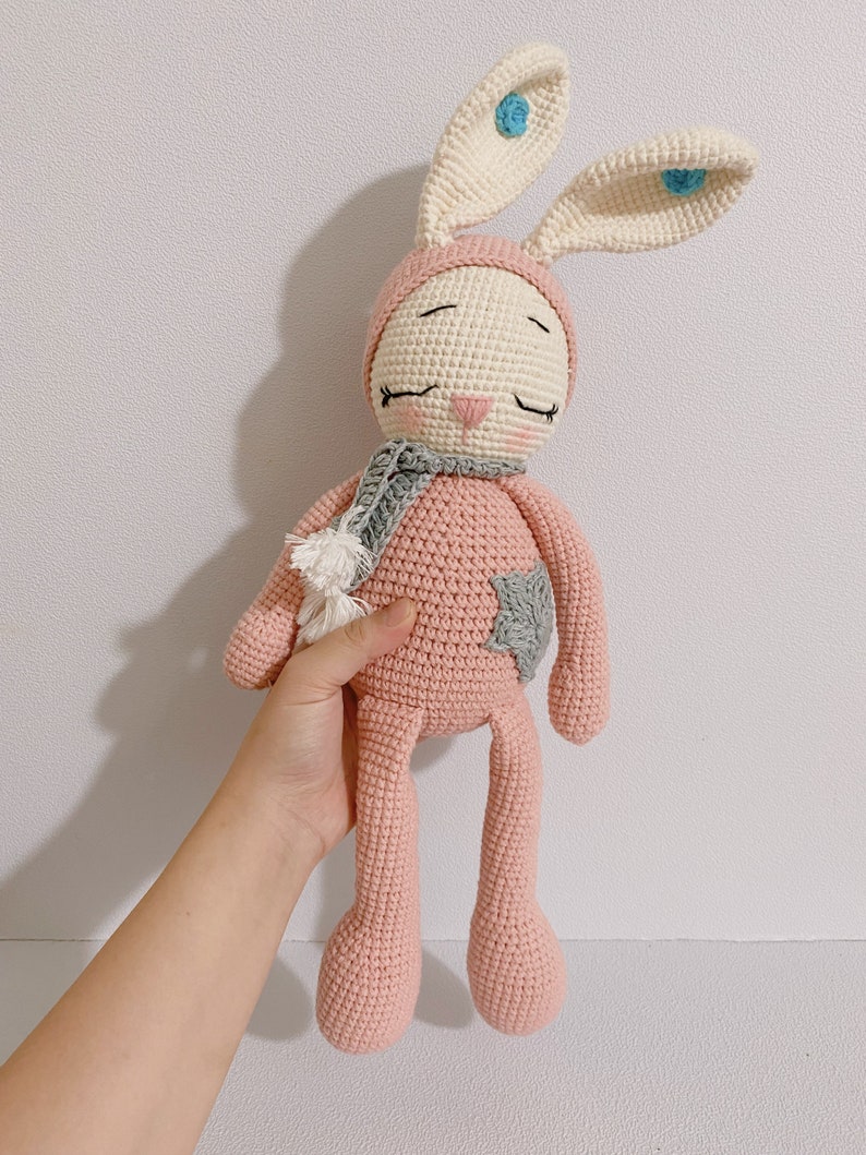 BIG DOLL, Crochet Doll Bunny Pink Color, Handmade Baby Sleeping Rabbit, Amigurumi Doll, Knit Doll, Handmade Toys For Children, Best Price image 6