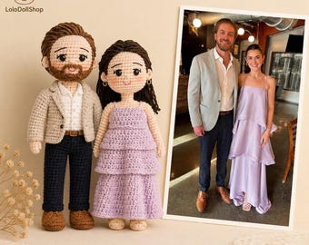 Custom Couple Portrait Doll, Personalized Crochet Couple Doll, Look Alike Family Portrait Doll, Gift for Wife Husband, Gift for Mom Dad