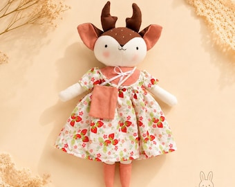 Handmade Christmas Bunny Doll Reindeer Doll, Handmade Bunny Doll, Clothes Doll, Fabric Doll, Rag Doll, Easter Birthday Gift For Kid