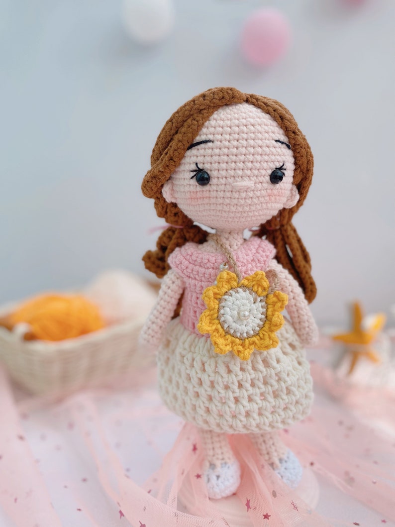 Handmade Crochet Doll, Doll With Cute Dress, Crochet Finished Doll, Amigurumi Doll, Gift For Daughter, Birthday Toys Gift For Children image 9