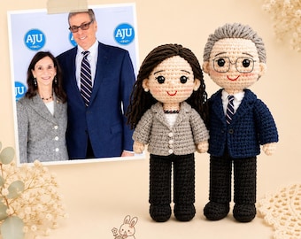Couple Portrait Doll, Custom Couple Doll,  Look Alike Doll, Darlings Doll, Anniversary Gift, Personalized Handmade Crochet Gift For Mom Dad