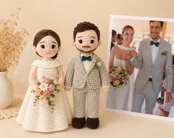 Wedding Gift For Couple, Custom Crochet Doll From Photo, Handmade Anniversary, Personalized Bride and Groom Gift, Wedding Keepsake