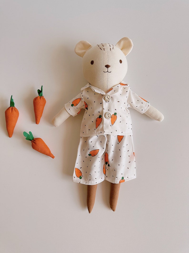 BIG DOLL, Handmade Fabric Doll, Linen Doll, Teddy Bear Linen Doll, Stuffed Heirloom Doll, Rag Doll, Gifts For Children, Clothes Pijama Doll image 1