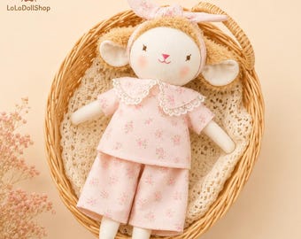 Handmade Sheep Doll Soft Fabric Animal Doll Rag Doll Baby Gift Woodland Nursery Decor Cute Lamp Doll Handmade Cloth Doll Fabric Animal Toy