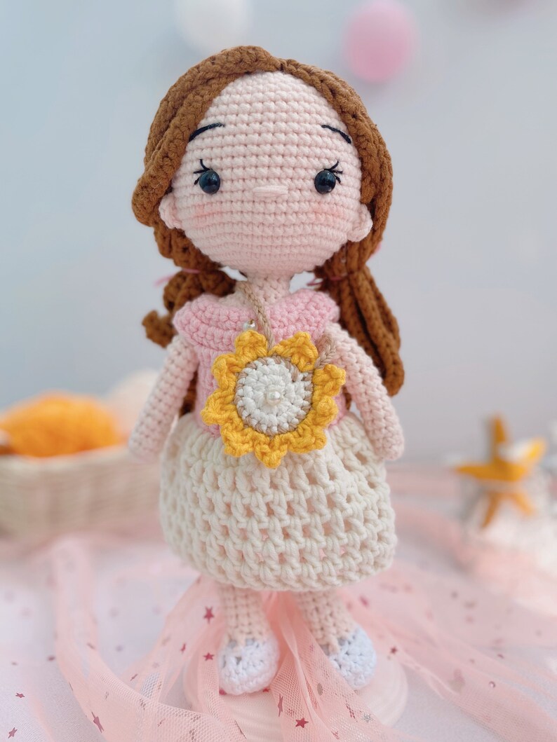 Handmade Crochet Doll, Doll With Cute Dress, Crochet Finished Doll, Amigurumi Doll, Gift For Daughter, Birthday Toys Gift For Children image 10