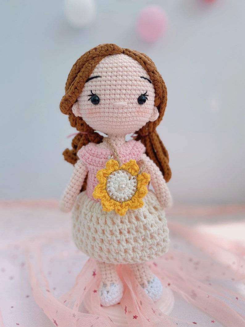 Handmade Crochet Doll, Doll With Cute Dress, Crochet Finished Doll, Amigurumi Doll, Gift For Daughter, Birthday Toys Gift For Children image 1