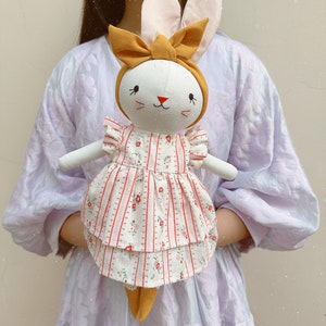 Stuffed Animal Doll, Handmade Bunny Doll, Linen Soft Fabric Doll, Heirloom Handmade Doll, Textile Doll, Rag Doll, 33 cm13 inches image 9