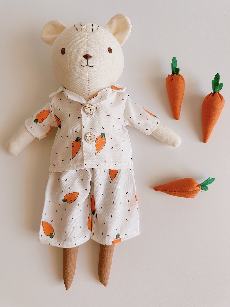 BIG DOLL, Handmade Fabric Doll, Linen Doll, Teddy Bear Linen Doll, Stuffed Heirloom Doll, Rag Doll, Gifts For Children, Clothes Pijama Doll image 2