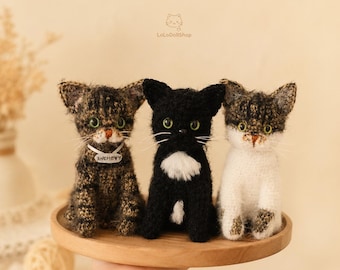 Custom Crochet Cat From Photo, Personalized Pet Memorial Cat, Handmade Stuffed Cat Doll, Look Alike Cat Gift