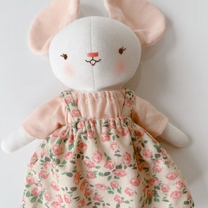 Mouse Doll, Fabric Rat Doll With Rose Dress, Soft Doll Nature Linen, Handmade Stuffed Animal Toy, Unique Art Doll, Cloth Doll image 10