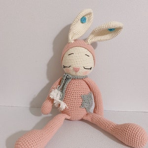BIG DOLL, Crochet Doll Bunny Pink Color, Handmade Baby Sleeping Rabbit, Amigurumi Doll, Knit Doll, Handmade Toys For Children, Best Price image 5