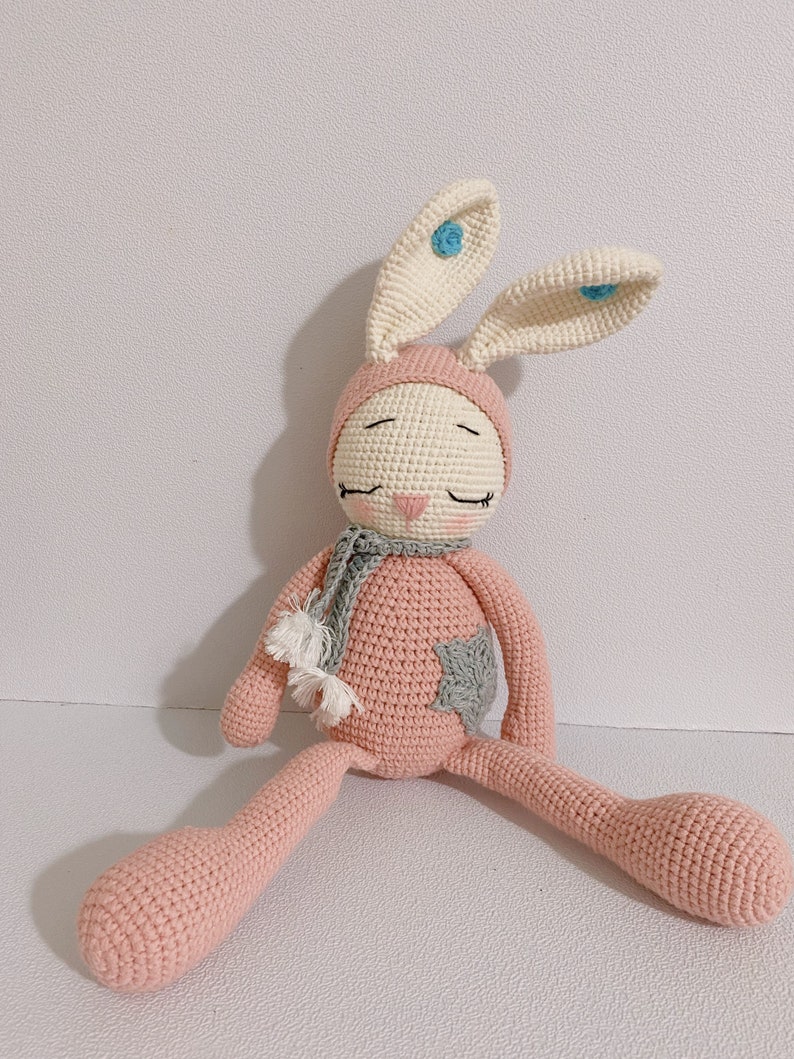 BIG DOLL, Crochet Doll Bunny Pink Color, Handmade Baby Sleeping Rabbit, Amigurumi Doll, Knit Doll, Handmade Toys For Children, Best Price image 5
