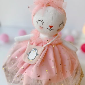 BIG DOLL Handmade Bunny Doll With Floral Skirt, Linen Soft Fabric Doll, Heirloom Handmade Doll, Textile Doll, Rag Doll, Princess Doll image 3