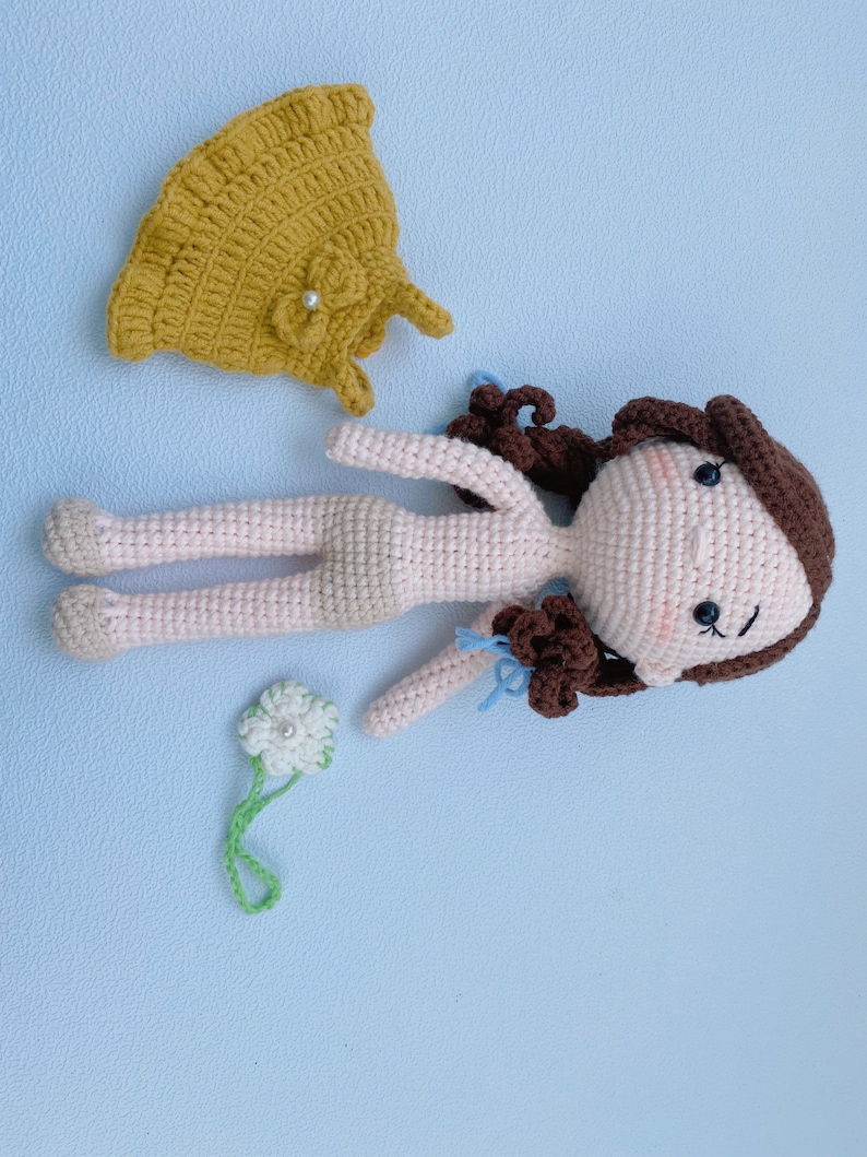 Muñeca hecha a mano de niña encantadora, muñeca de ganchillo hecha a mano para niños, regalo para hija, juguetes hechos a mano, muñeca terminada de ganchillo imagen 5