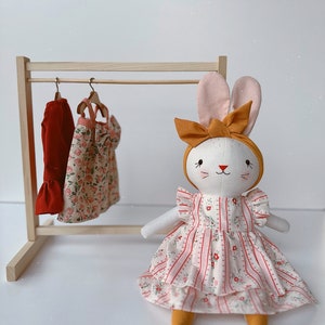 Stuffed Animal Doll, Handmade Bunny Doll, Linen Soft Fabric Doll, Heirloom Handmade Doll, Textile Doll, Rag Doll, 33 cm13 inches image 4