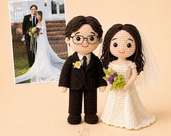 Custom Couple Doll From Photo Wedding Portrait Doll Look Alike Crochet Doll Personalized Wedding Gift For Bride And Groom Anniversary Gift