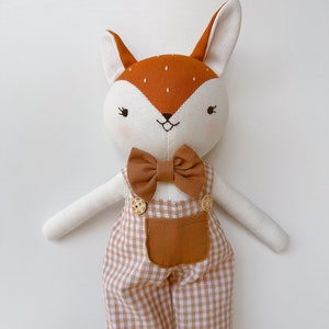 Fox Doll Animal Cloth Doll, Handmade Linen Doll, Stuffed Animal Toy For Woodland Nursery, Baby Shower, Fox Sewing Doll image 9