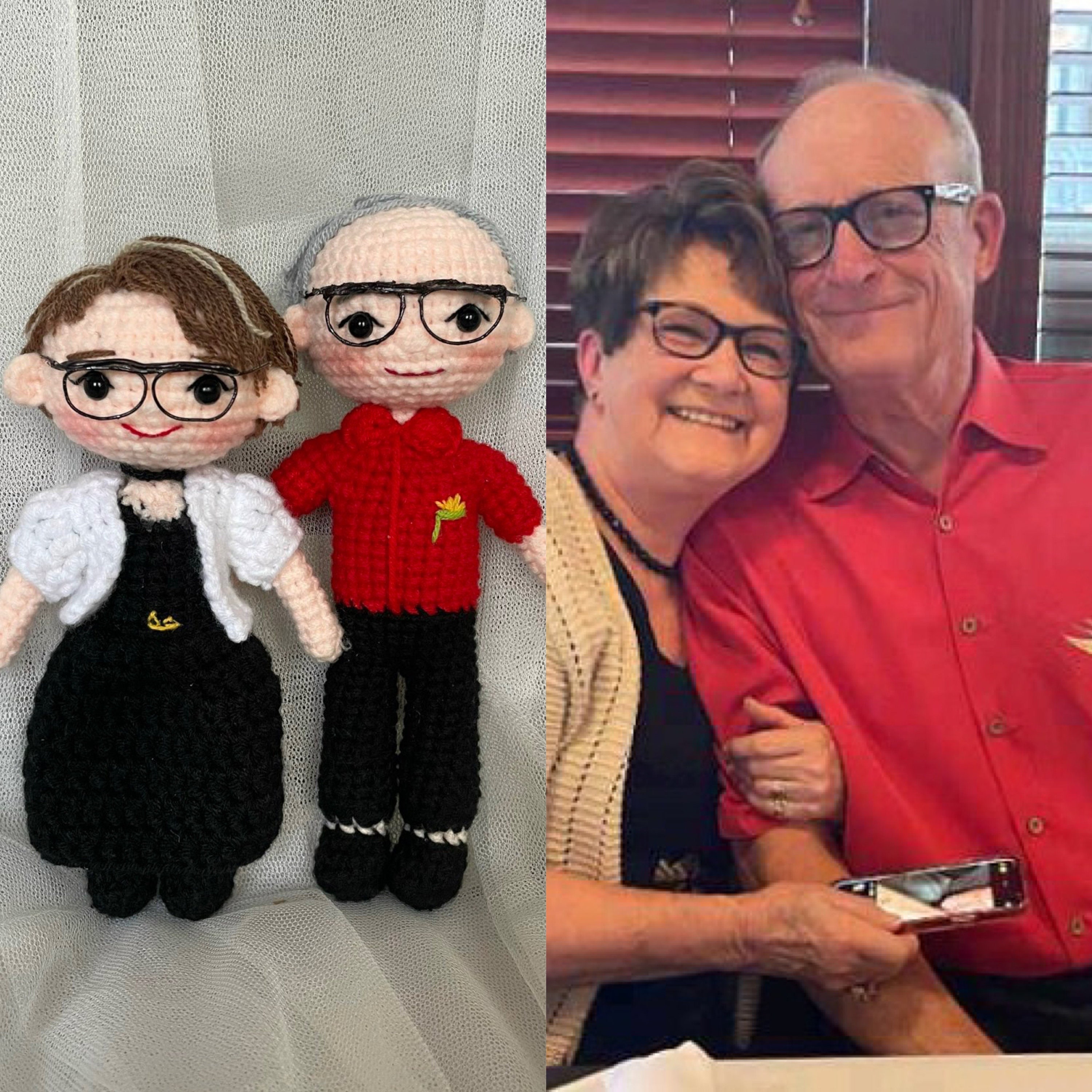 Couple Portrait Doll, Custom Couple Doll,  Look Alike Doll, Darlings Doll, Anniversary Gift, Personalized Handmade Crochet Gift For Mom Dad