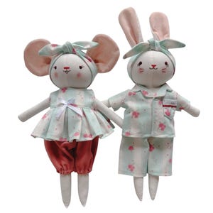Combo Mouse Doll, Bunny Doll, Linen Cotton Bunny Doll, Fabric Animals Doll, Rag Doll, Doll For Toddler, Baby Shower Gifts Birthday Christmas