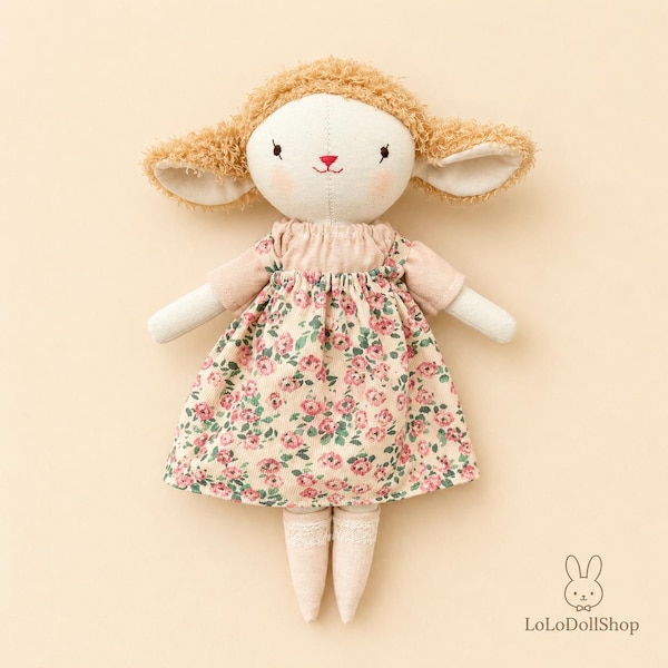 Ovelha de linho feita à mão, boneca de cordeiro personalizada, brinquedo de pano macio, presente para chá de bebê, decoração de berçário para família, presente para crianças, presente de Natal