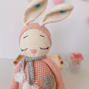 BIG DOLL, Crochet Doll Bunny Pink Color, Handmade Baby Sleeping Rabbit, Amigurumi Doll, Knit Doll, Handmade Toys For Children, Best Price image 2