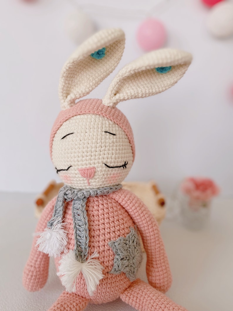 BIG DOLL, Crochet Doll Bunny Pink Color, Handmade Baby Sleeping Rabbit, Amigurumi Doll, Knit Doll, Handmade Toys For Children, Best Price image 2