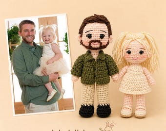 Custom Family Doll From Photo, Custom Crochet Family Doll, Personalized Family Portrait, Gift For Parents, Family Gift, Family Memory Gift