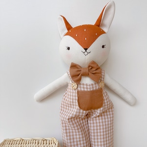 Fox Doll Animal Cloth Doll, Handmade Linen Doll, Stuffed Animal Toy For Woodland Nursery, Baby Shower, Fox Sewing Doll image 10