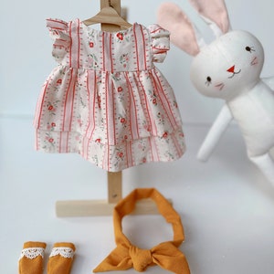 Stuffed Animal Doll, Handmade Bunny Doll, Linen Soft Fabric Doll, Heirloom Handmade Doll, Textile Doll, Rag Doll, 33 cm13 inches image 5