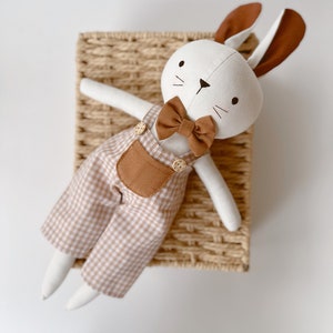 Bunny Doll, Linen Soft Fabric Doll, Heirloom Handmade Doll, Textile Doll, Rag Doll, Doll For Kids image 2