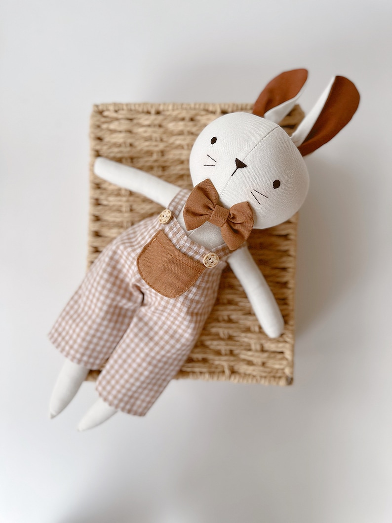 Bunny Doll, Linen Soft Fabric Doll, Heirloom Handmade Doll, Textile Doll, Rag Doll, Doll For Kids image 2