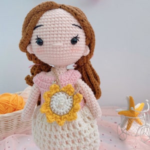 Handmade Crochet Doll, Doll With Cute Dress, Crochet Finished Doll, Amigurumi Doll, Gift For Daughter, Birthday Toys Gift For Children image 3