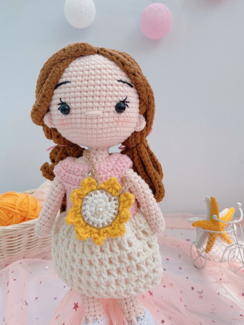 Handmade Crochet Doll, Doll With Cute Dress, Crochet Finished Doll, Amigurumi Doll, Gift For Daughter, Birthday Toys Gift For Children image 3