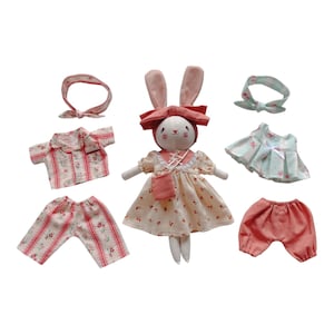 Combo Bunny Doll And Two Removable Outfits, Handmade Bunny Doll, Clothes Doll, Fabric Doll, Rag Doll, Doll For Girls