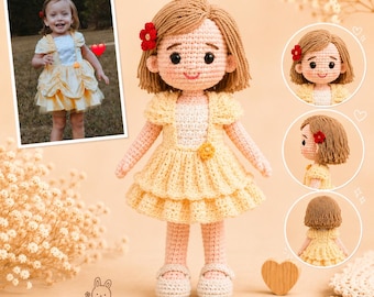 Custom Baby Doll Handmade Baby Gift Baby Shower Keepsake Personalized Crochet Doll From Photo for Baby Handmade Baby Gift New Baby Gift
