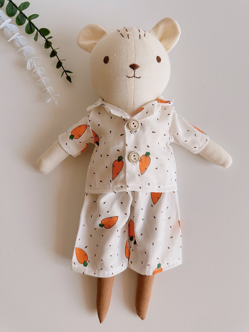 BIG DOLL, Handmade Fabric Doll, Linen Doll, Teddy Bear Linen Doll, Stuffed Heirloom Doll, Rag Doll, Gifts For Children, Clothes Pijama Doll Doll With Outfit