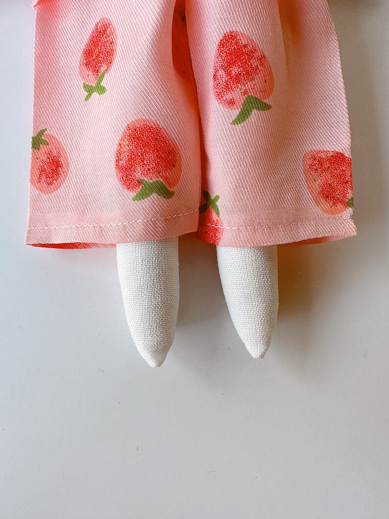 Muñeca conejita pijama rosa, muñeca de algodón BaBy, muñeca con ropa, muñeca reliquia, muñeca de tela, muñeca de trapo conejito, regalo para niños imagen 5