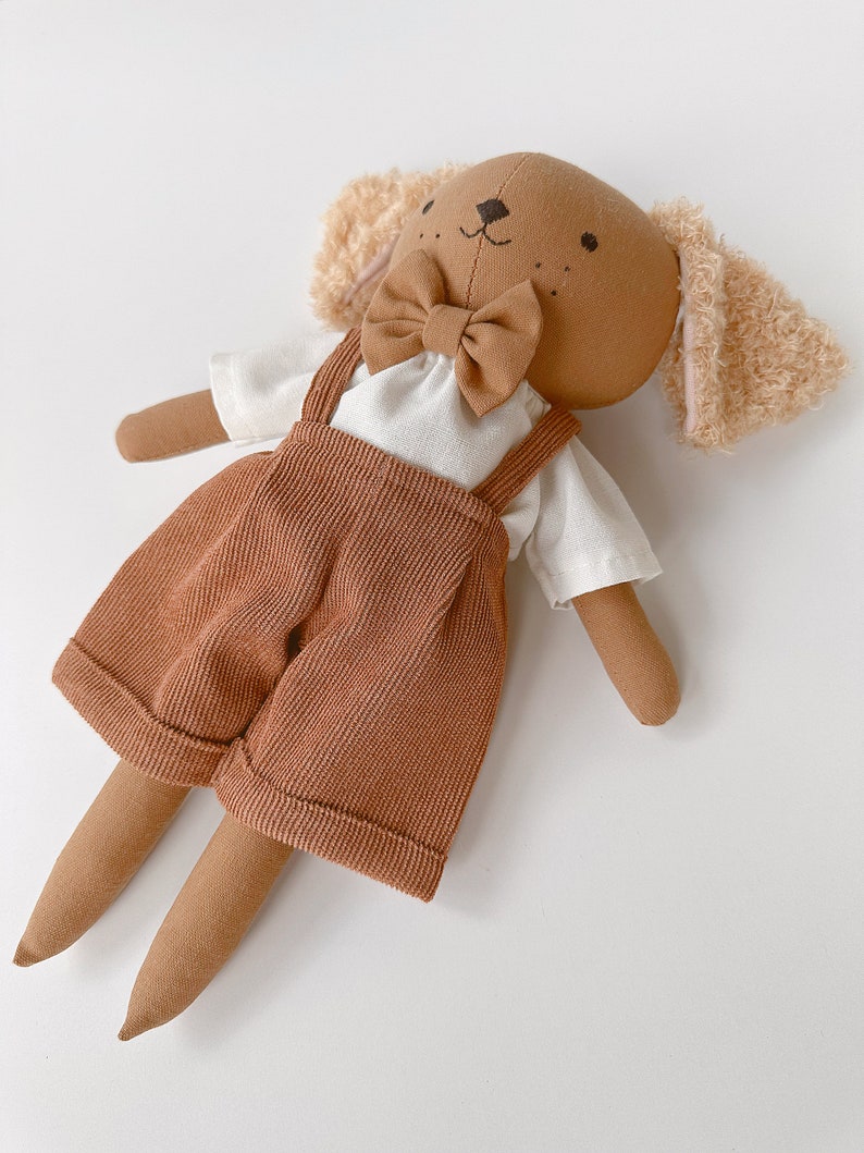 DOG DOLL linen fabric handmade, Fabric Doll, Heirloom Doll, Black DOG Doll, Custom Doll, Rag Doll, Personalized Doll, Gift For Daughter Son image 5
