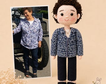 Mother’s Day Gift for Mom, Custom Crochet Doll From Photo, Personalized Look Alike Doll, Anniversary Gift for Parents, Crochet Portrait Doll